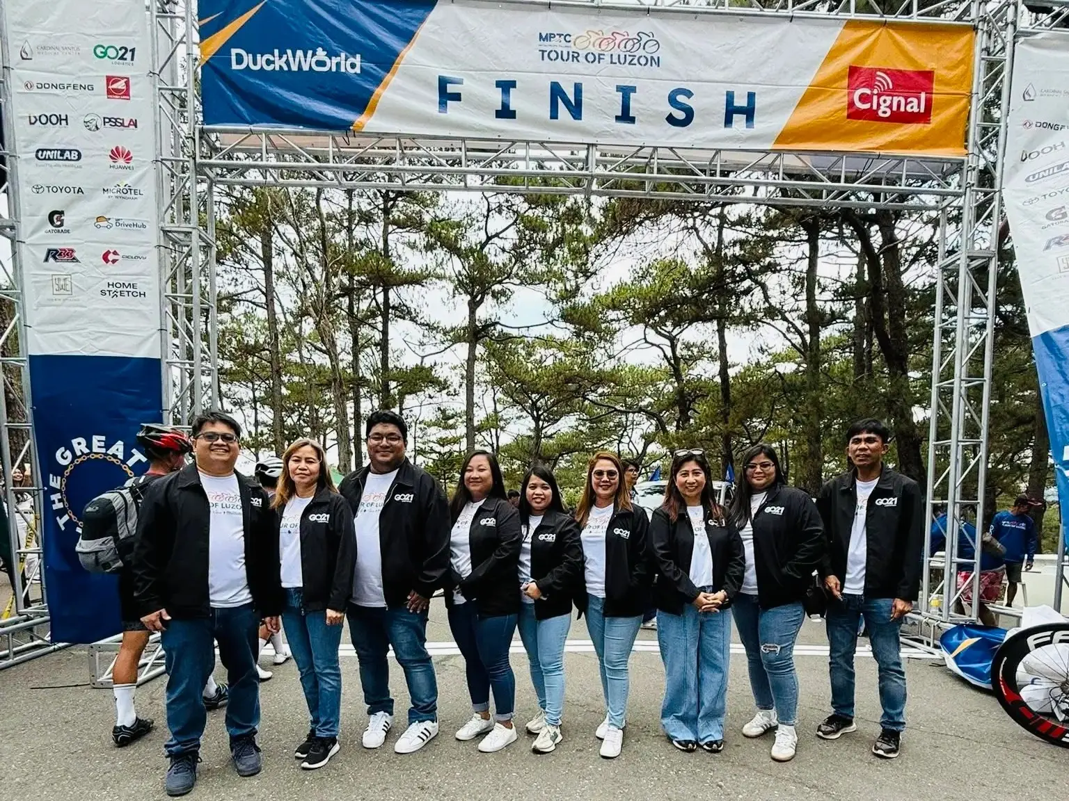 GO21 employees at the finish line of the MPTC Tour of Luzon 2025 event